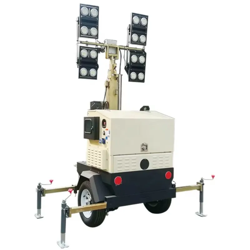 Customized Mobile Lighting Diesel Generator Flood Portable Tower Solar Light Trailer Vehicle with Solar Panel