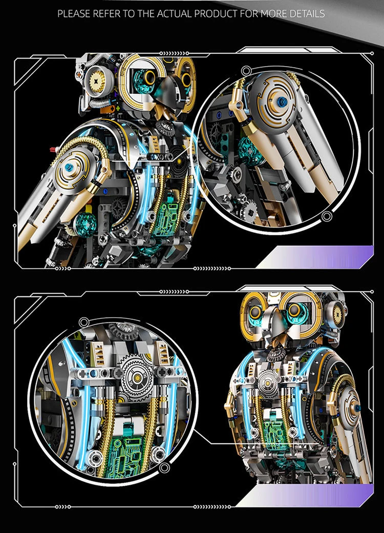 Idea Machine Vogel-Baustein-Modellsets Cyber Mechanische Eule Konstruktions-Bausteine STEM-Lernspielzeug-Kollektion mit Licht – Detail 5
