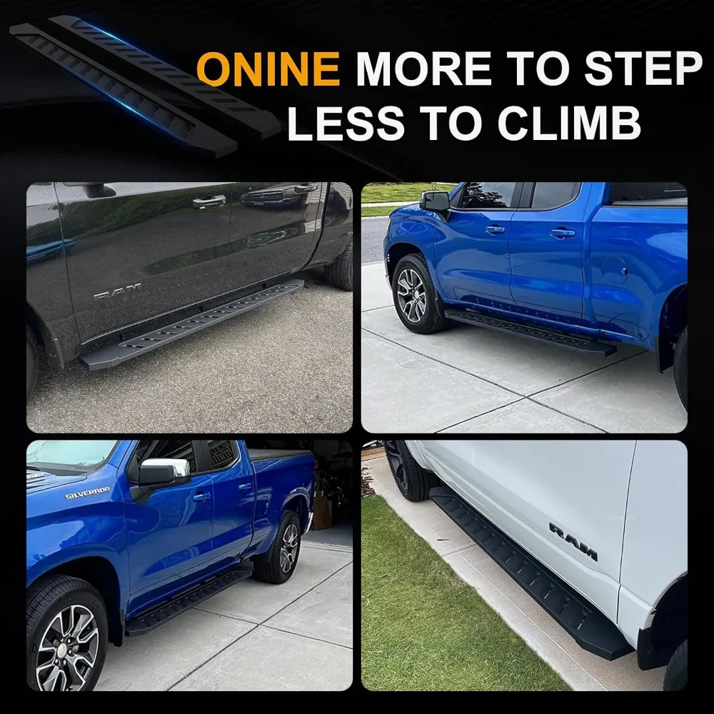 CRB781060 7" Clutch Running Boards Custom Fit 2024-2025 Toyota Tacoma Double Cab (4 Doors) Side Steps Nerf Bars, Textured Black