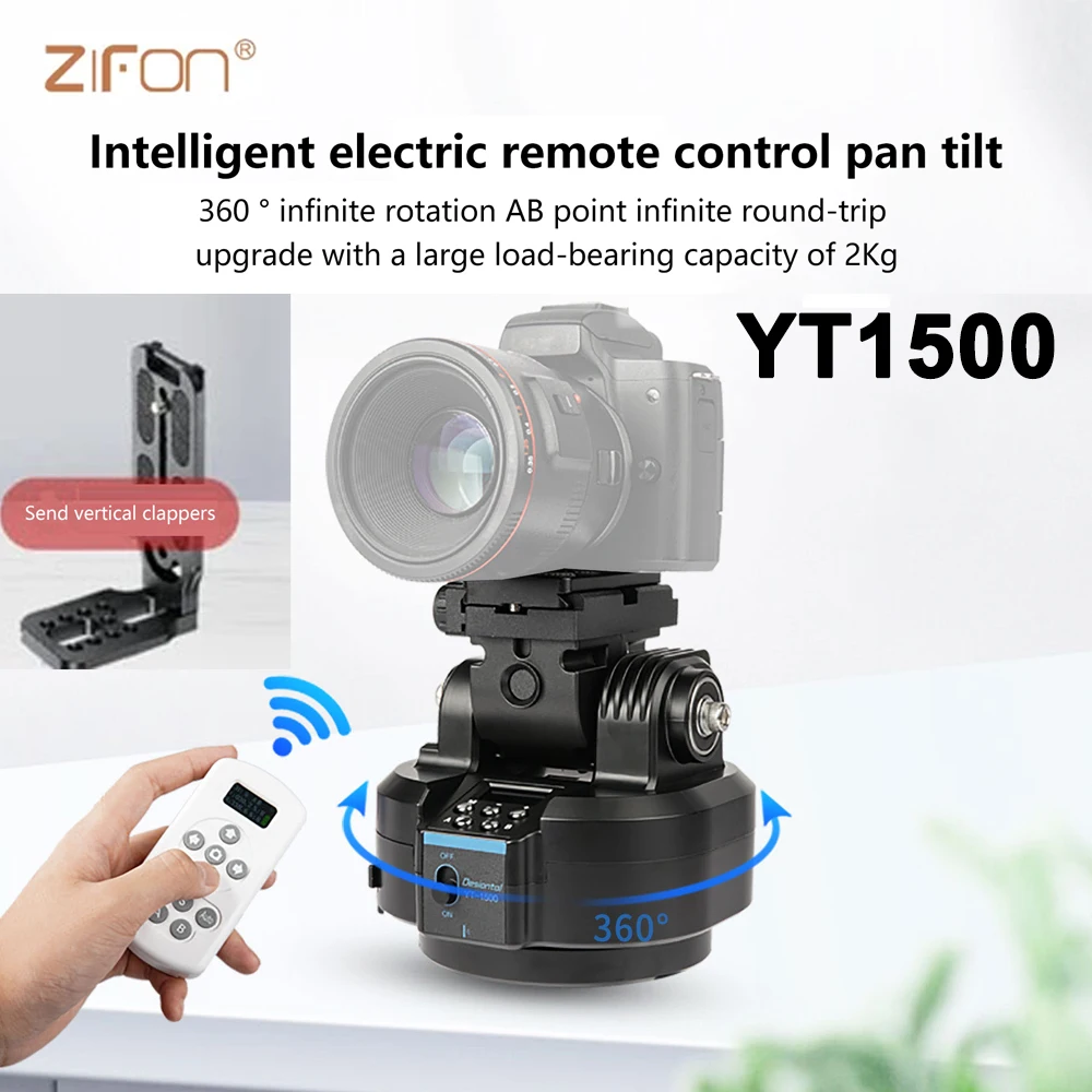 

ZIFON YT-1500 Auto Motorized 360° Rotating Panoramic Head Remote Control Pan Tilt Video Tripod Stabilizer for Smartphone Cameras