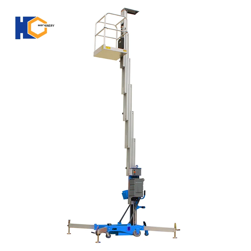 

CE ISO Certificated Mobile Aluminium Work Platform Duplex Single Mast 6m 8m 10m 12m Elevated Electric Aerial Work Platform OEM