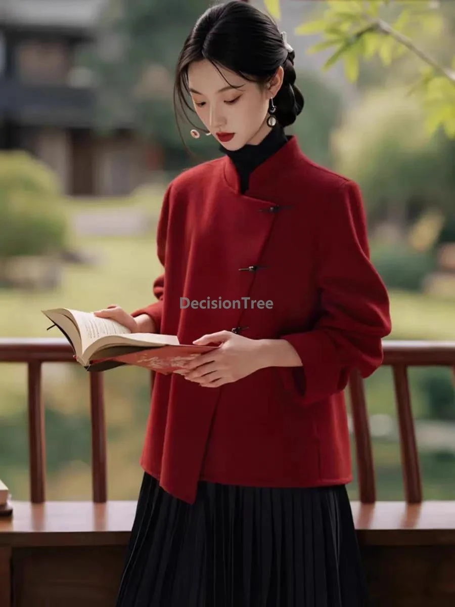 

2025 autumn new fashionable simple versatile tang suit coat vintage chinese style coat elegant temperament lady's daily top
