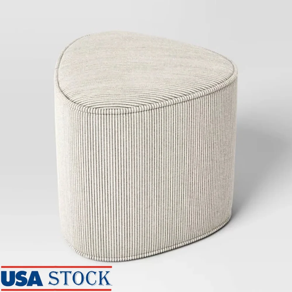 

Triangular Upholstered Corduroy Ottoman Living Room Study Area Padded Seat Wooden Frame Comfortable Design Easy Clean