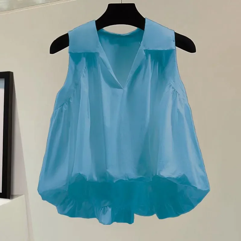 Chemise en mousseline de soie pour femme, chemise à revers, mode coréenne, tempérament d'été, nouveau, 2025