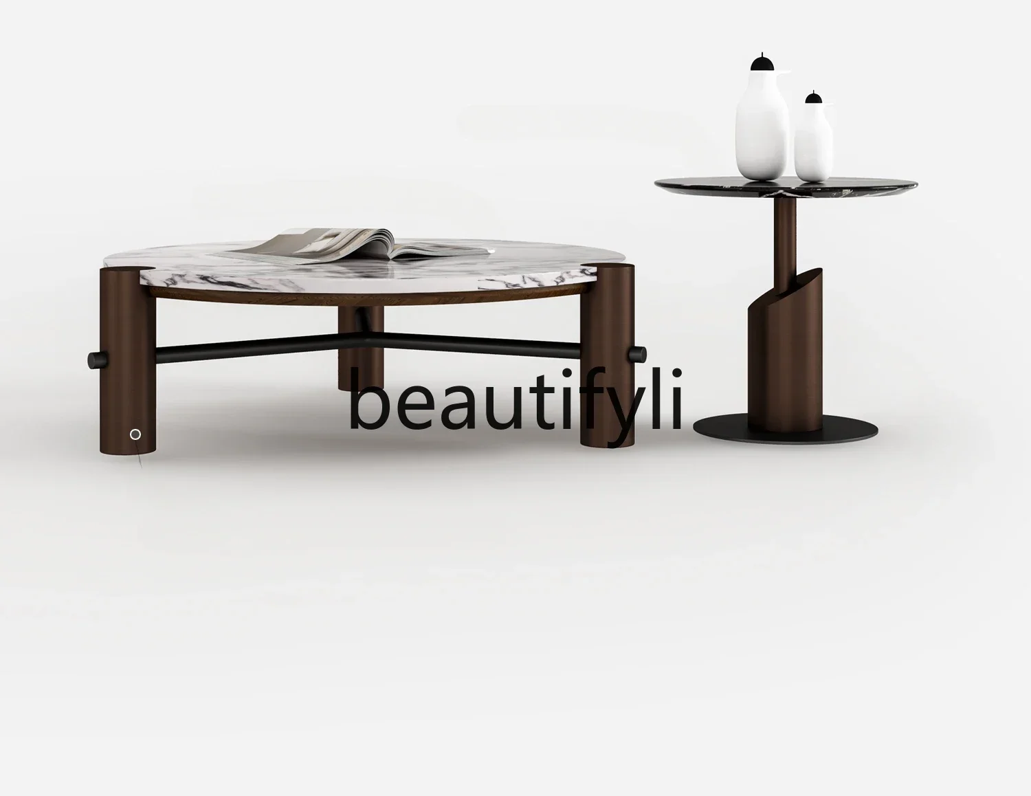 

LXItalian minimalist marble living room coffee table 2023 new design coffee table size round combinationSSS