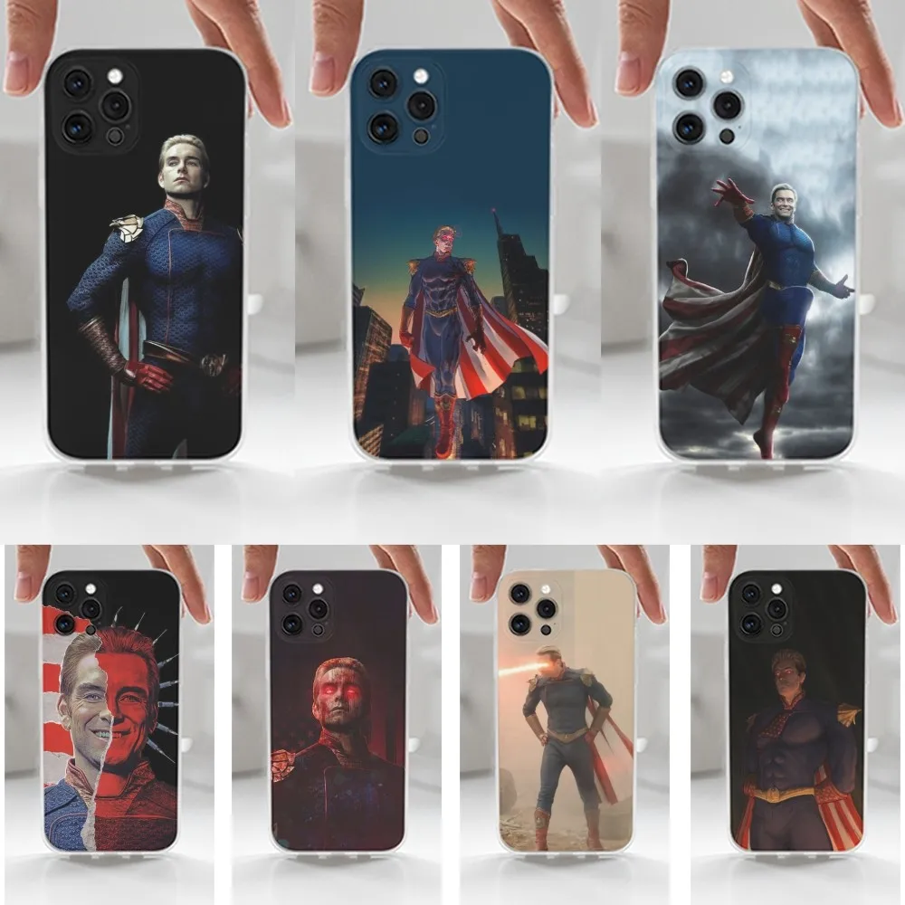 H-Homelander T-The Boys Phone Case For iPhone 16,15,14,13,12,11 Plus,Pro,Max,XR,XS,X,7,8 Plus,SE,Mini,Transparent,Silicone Case