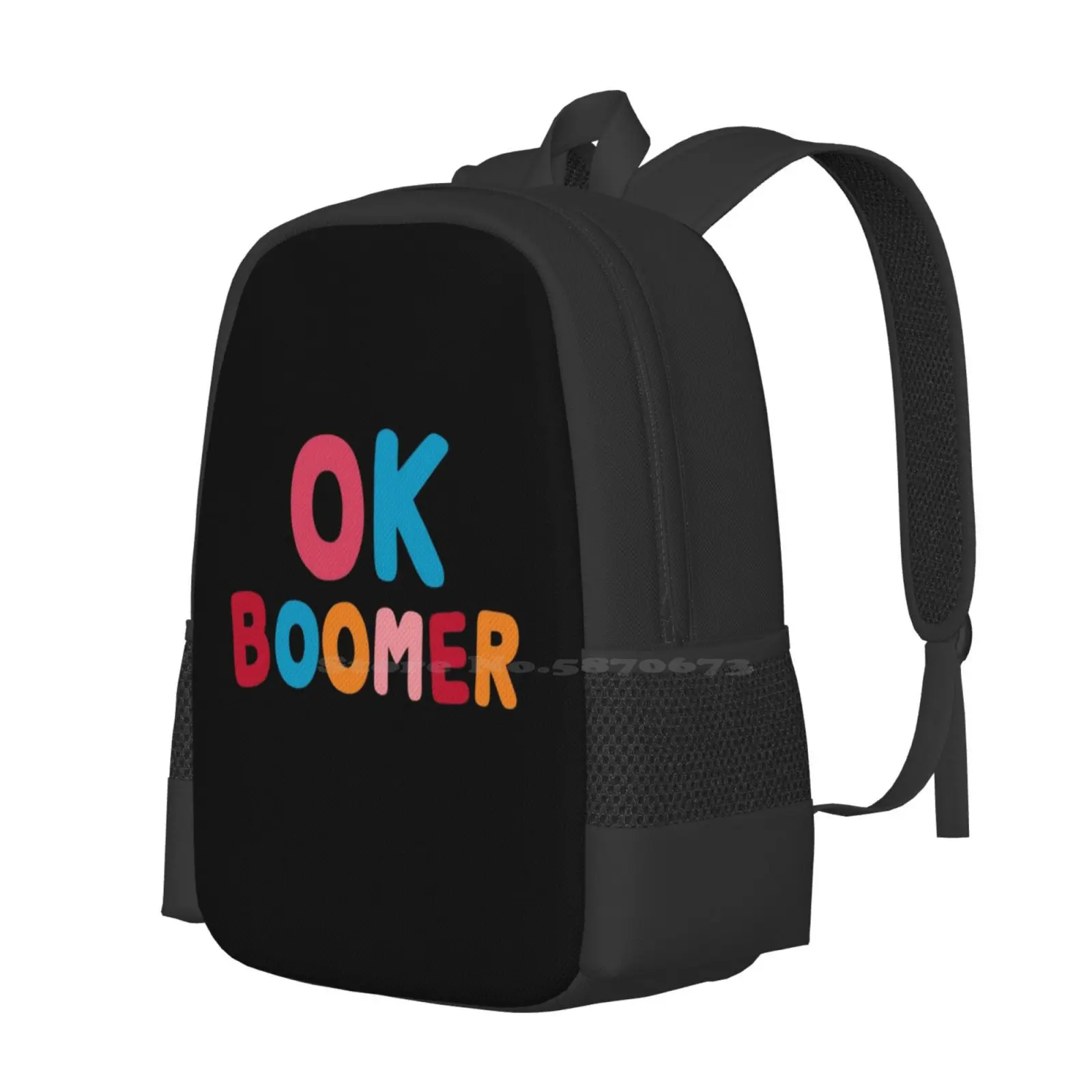 Ok Boomer School Bags Travel Laptop Backpack Ok Boomer Quotes Funny Cute Trendingrb Typography Lettering Type Sayings Pink Blue