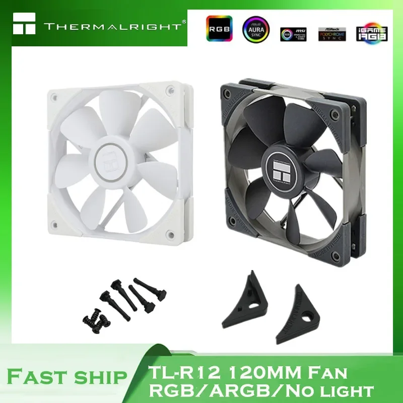 Thermalright 120mm CPU Cooler 1500RPM  Quiet PWM Fan,PC  Computer Case Cooling Fan 12V/5V ARGB,Black White TL-R12