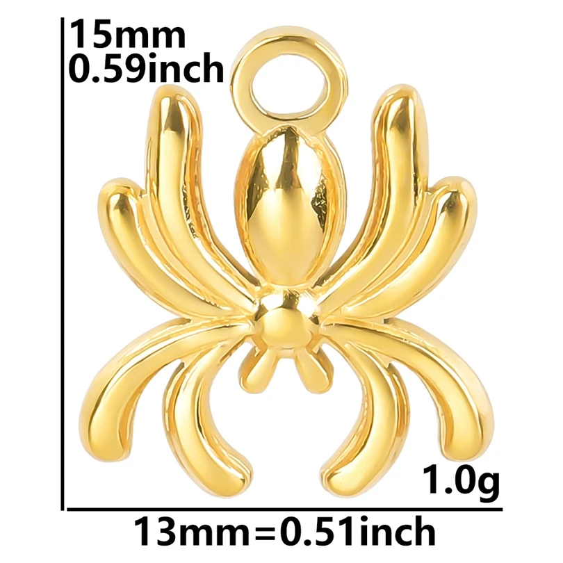 10pcs/lot Stainless Steel Spider Charms DIY Necklace Jewelry Making Bracelets Tail End Oranment Craft Pendant Supplies Materials