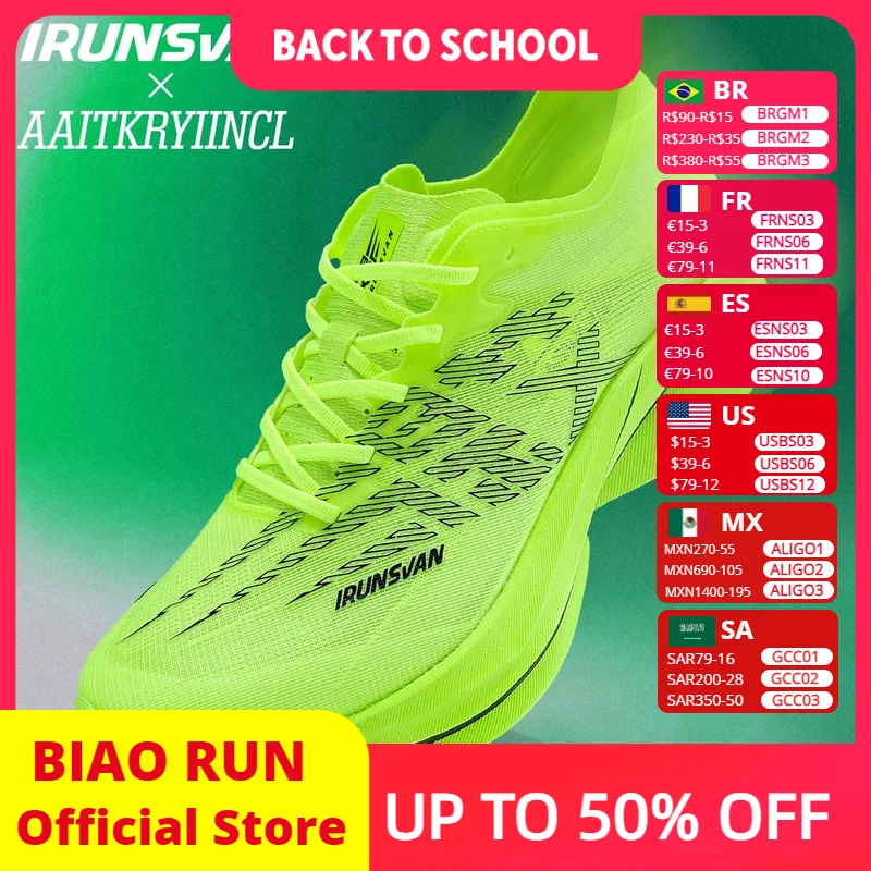 IRUNSVAN Full Length Carbon Plate Running Shoes With Sports Mesh Shock-Absorbing
