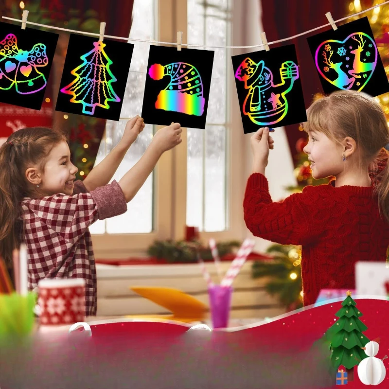 Skizzenbücher, grenzüberschreitendes, verpacktes Kratzpapier für Kinder, 100 Blatt, Puzzle-Spielzeug, bunte Graffiti-Kratzzeichnungen