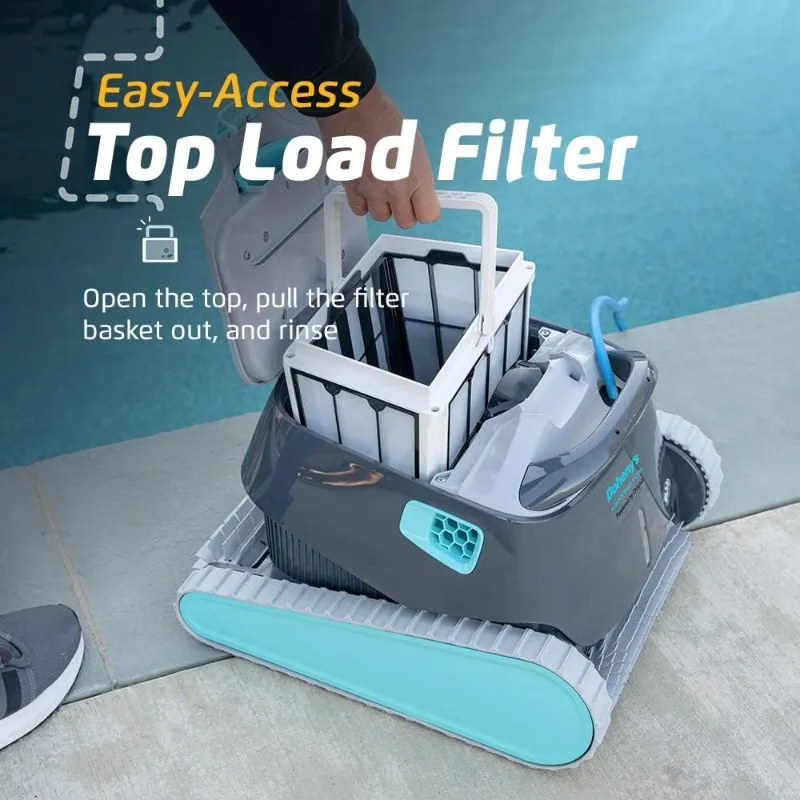 Dolphin Advantage เครื่องดูดฝุ่นสระว่ายน้ําหุ่นยนต์อัตโนมัติพิเศษ, การปีนกําแพง, แปรงขัดเส้นน้ํา, ตัวกรองโหลดด้านบน