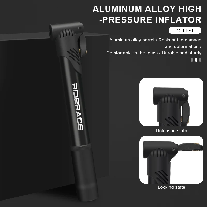 Tragbare Fahrradpumpe aus Aluminiumlegierung, mehrfarbige Fahrrad-Handluftpumpe, Outdoor-Fahrrad-Inflator für Schrader-, Presta-, AV-/FV-Ventile – Detail 7
