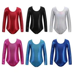 1PC Kids Baby Infant Girls Gymnastics Bodysuit Long Sleeve Colorful Shiny Ballet Dance Ballet Fashion Clothing For 2-10Y