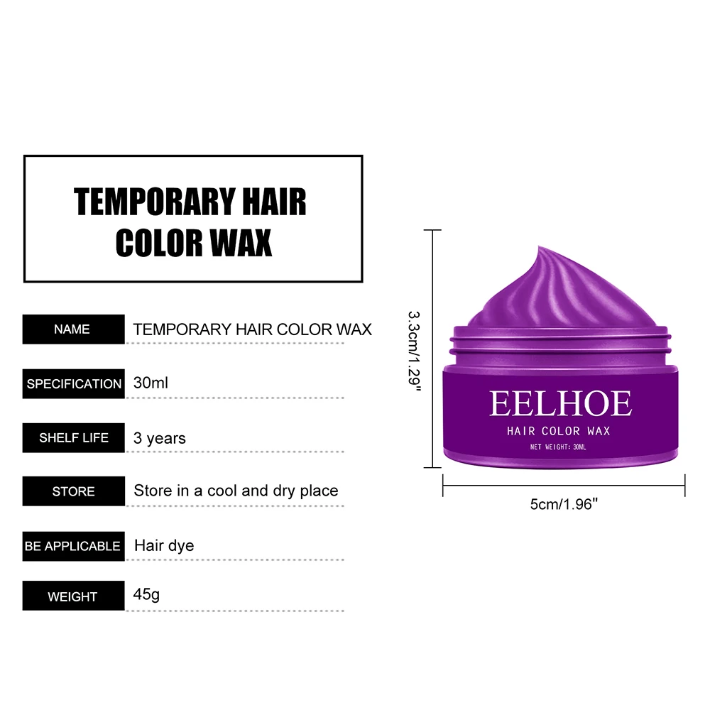 Disposable Dyeing Temporary Hair Color Wax 30ML Instant Hair Dye Natural Matte Hair Coloring DIY Hairstyle for Cosplay Party