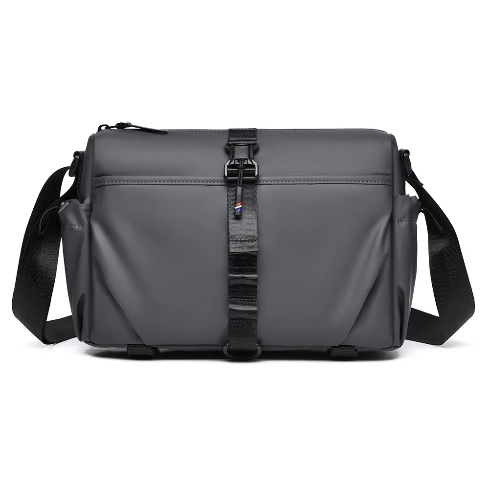 Men PU Leather Crossbody Bag Functional Sling Pack Male Urban Shoulder Handbag With Top Buckle Strap For Travel Work Daily