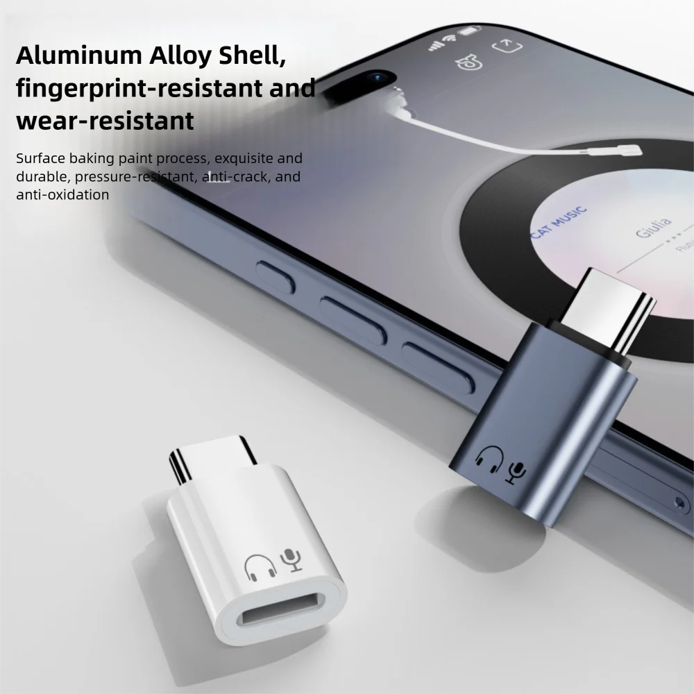 Professional Indicator Light USB-C Audio Converter HiFi Sound Smart Chip Type C Earphone Adapter Headphone Connector Tablet