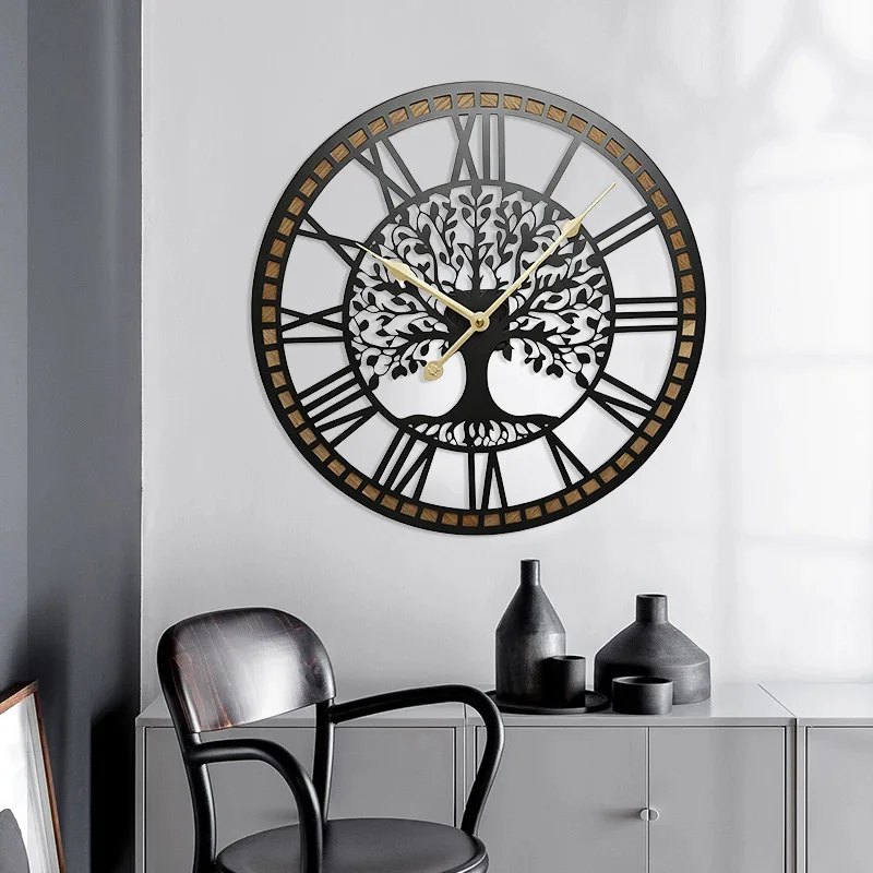 Modern Simplicity Roman Style Hollow-Out Wall Clock with Quartz Movement - Light Luxury Living Room Decor 1pc