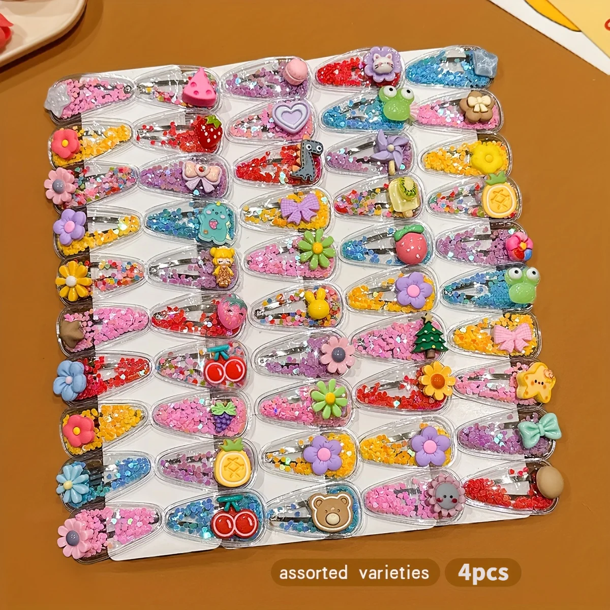 4/8 Stück bezaubernde Glitzer-Seitenclips für Kinder. Geeignet für geflochtene Frisuren und designinspirierte Haarnadel-Sets. – Detail 1