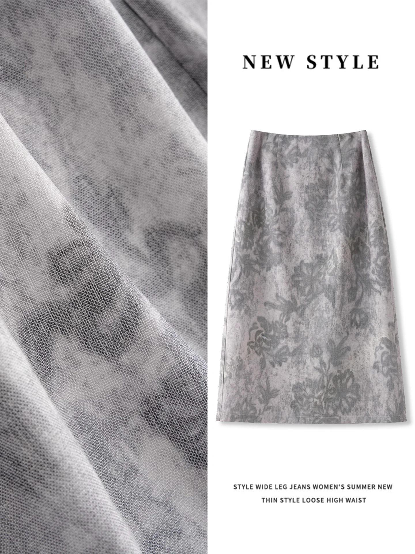 High Waist Slimming High-Leg A-Line  Skirt Women's Summer Thin Linen Straight Cut Skirt Breathable Comfortable Casual Skirt