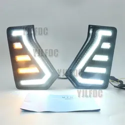 2PCS Car DRL For Toyota Tacoma 2024 LED Daytime Running Lights Daylight Turn Signal Car Styling Fog light Yellow and White Light