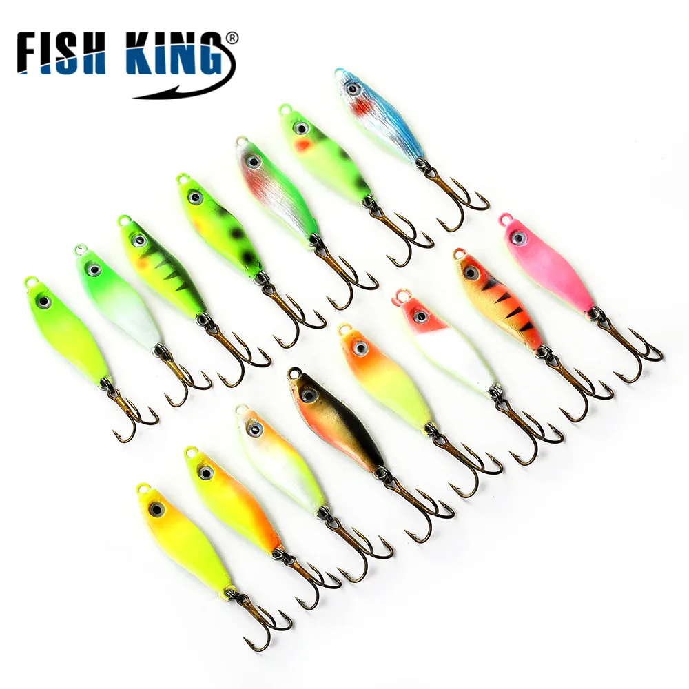 FISH KING 3PCS Luminous Winter Fishing Lure 3D Eyes 4.5g 7.5g 9.5g Ice Lures Hard Artificial Bait Pike Fishing Accessories