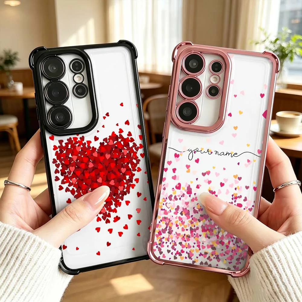 Innovative Heart Pattern Cover For Samsung Galaxy S26 S25 S24 S23 S22 Ultra FE Plus Electroplating Anti Fall Phone Case