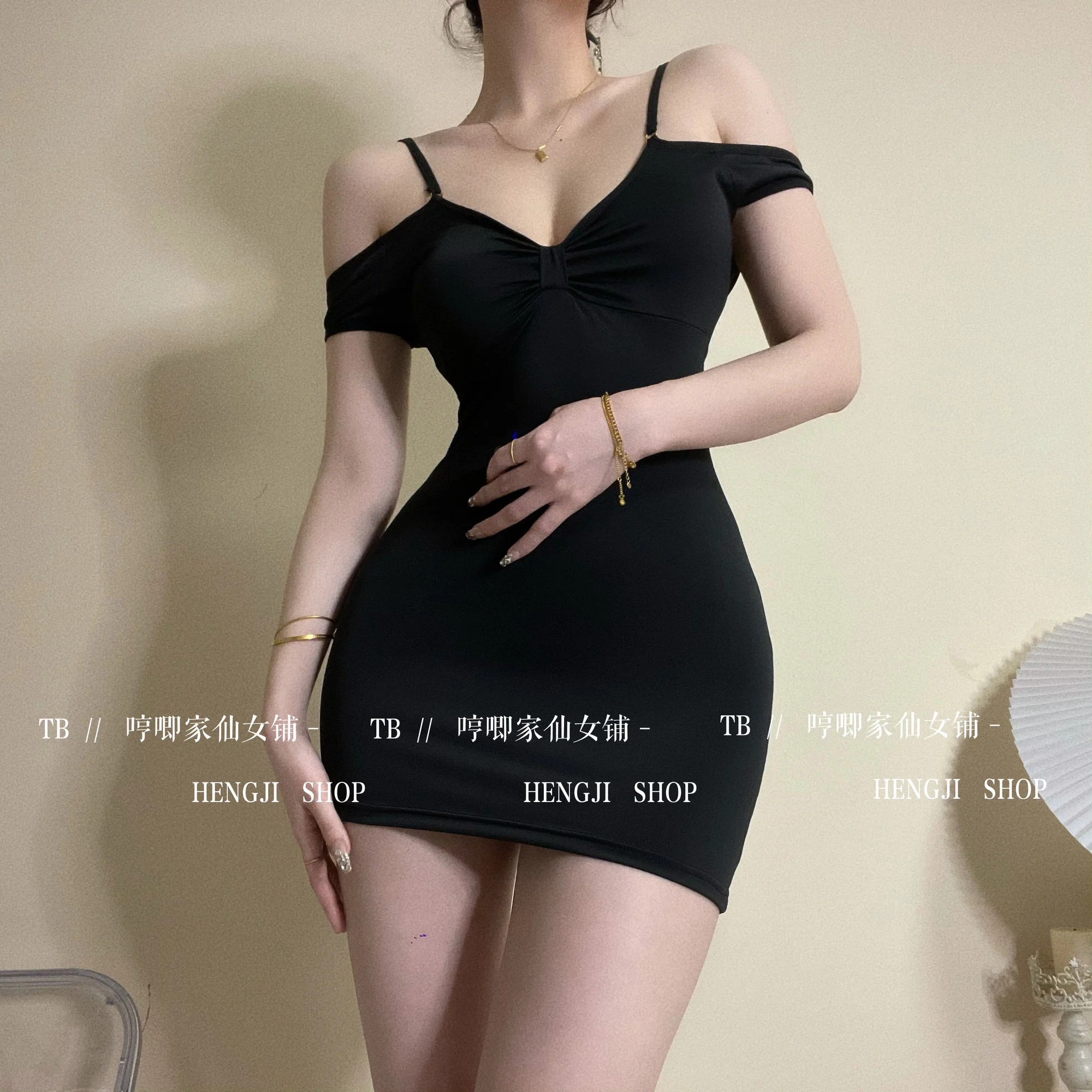 Vestido negro exótico para mujer, minicamisola coreana Sexy, Tops con ancla, Espalda descubierta, B845, verano, 2023