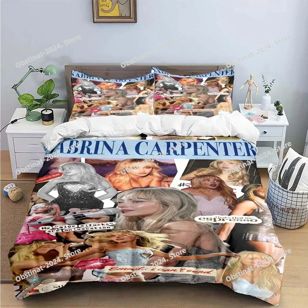 

Pop Female Singer S-Sabrina Bedding Set Printed With Pillowcase Duvet Cover Soft Single Double Queen Super King Size Luxury Gift