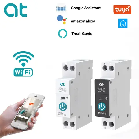 TUYA WIFI 스마트 회로 차단기, 미터링 1P 63A 레일 DIN, 스마트 홈 무선 원격 제어 스위치, App 용