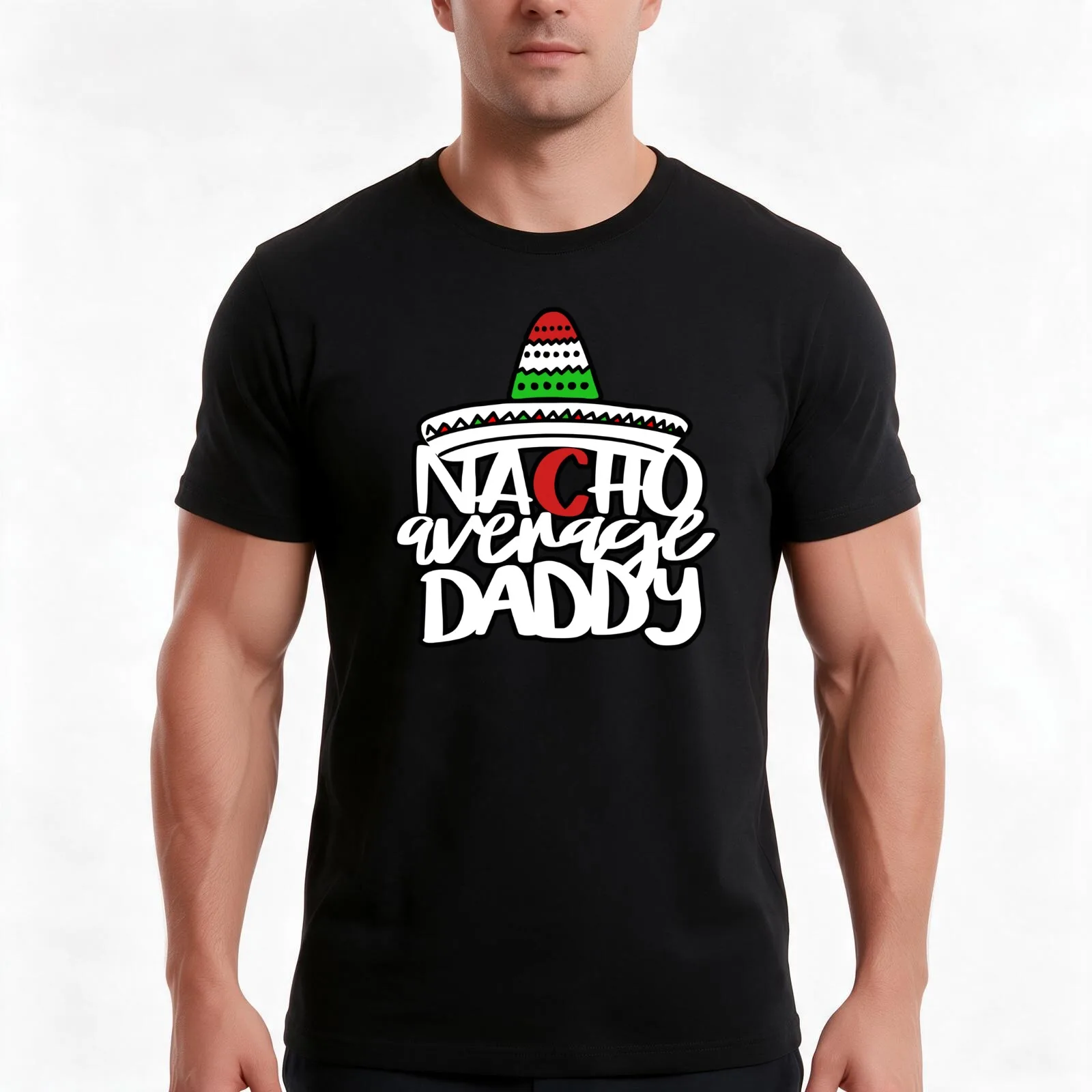 Fathers Day, Nacho Average Daddy T-Shirt, Summer Casual Cotton Tee, Oversized Streetwear Tops, Vintage Graphic Print