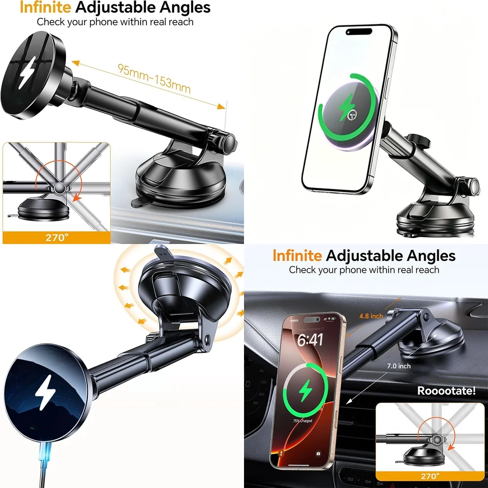 New Trend Chargers Adapters Magnetic Wireless Charger Dashboard Car Phone Holder Fast Charging Consumer Electronics Accessories