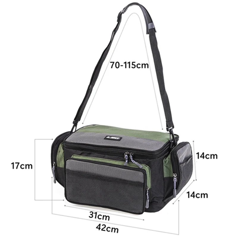 Multifunctional Fishing Bag Shoulder Crossbody Fishing Reel Lure Gear Storage Oxford Cloth Large Capacity Fishing Tackle Bags