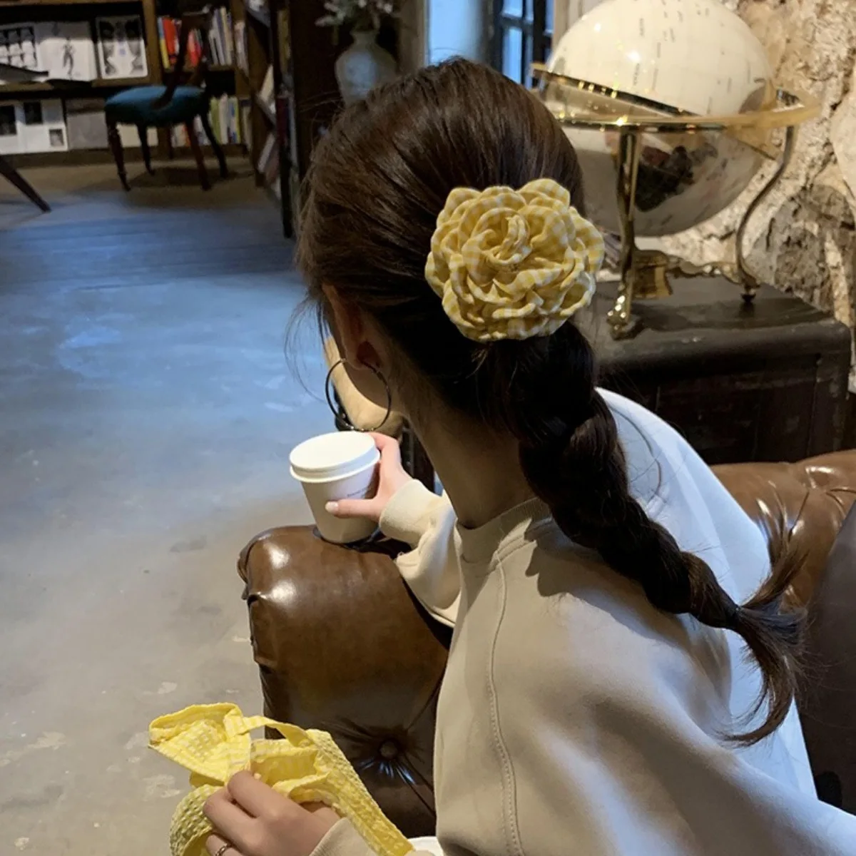 Clip per artigli per capelli da donna a quadretti rosa gialla squisita clip per capelli accessorio per capelli coreano di fascia alta accessorio per testa di fiore