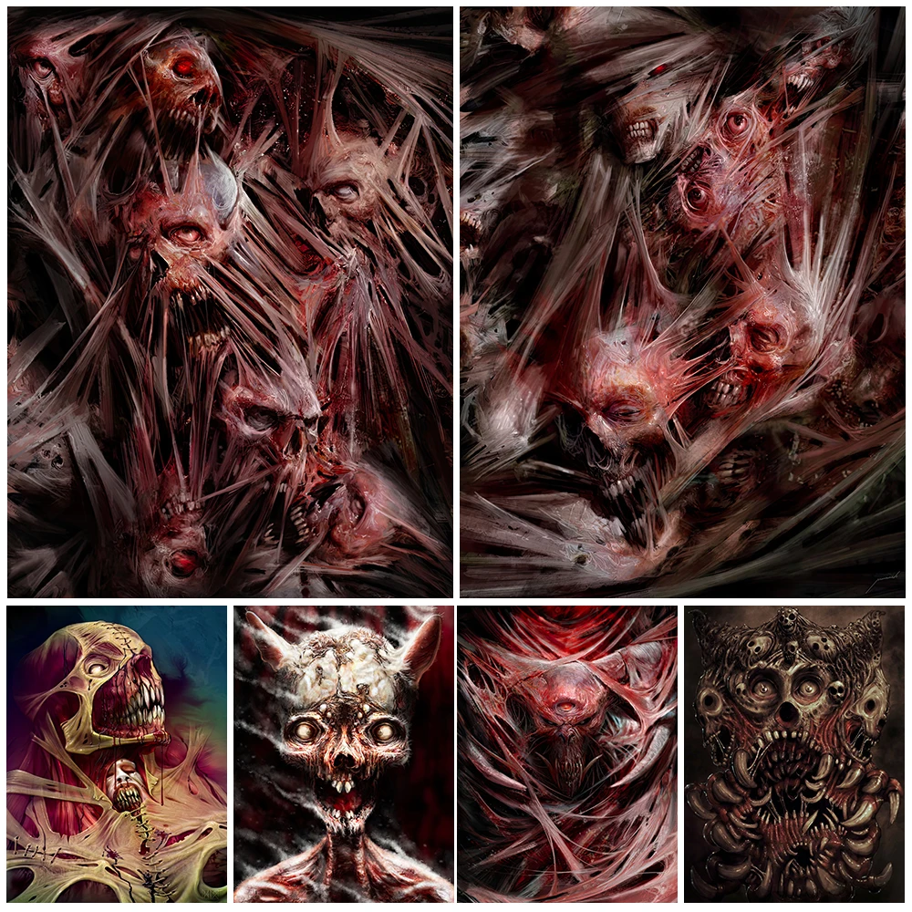 

Demon Of Pain Vintage Wall Art Canvas Painting Suffering Soul In Hell Art Abstract Poster And Print For Living Room Decoration