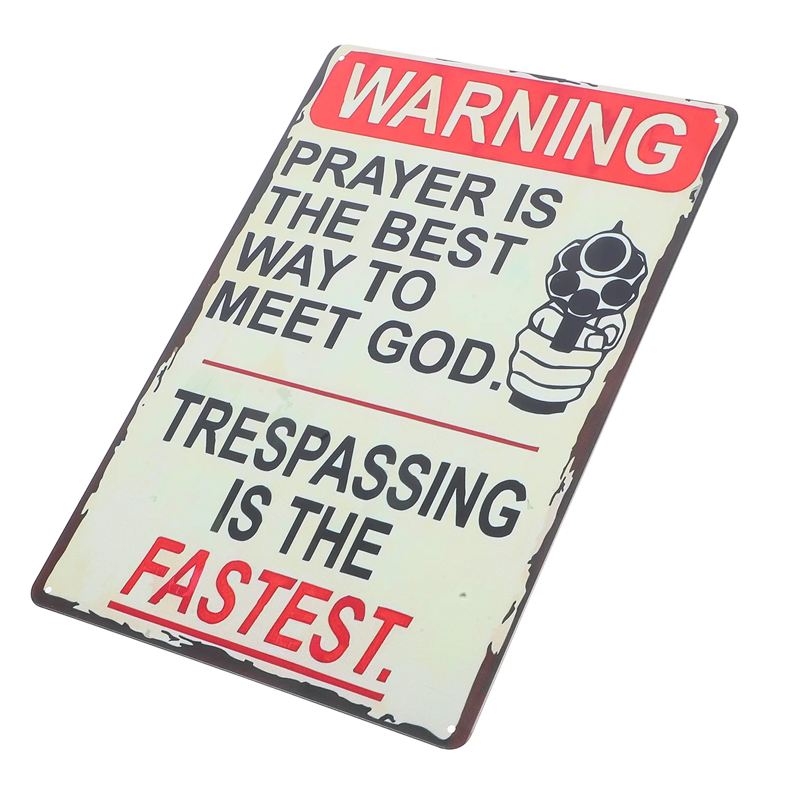 

Vintage Metal Tin Funny No Trespassing Warning Sign Rustic Home Garage Outdoor Indoor Decor Coffee Bar Wall Art