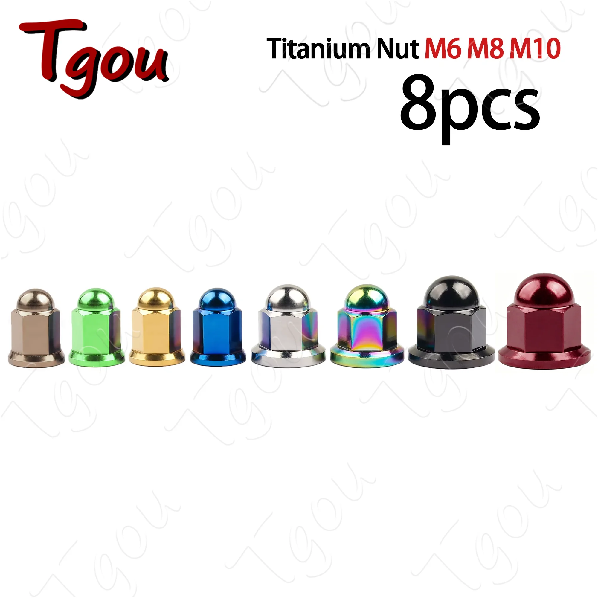 Tgou Titanium Nut M6/M8/M10 Dome Head Flange Nuts for Bicycle Motorcycle Car 8pcs