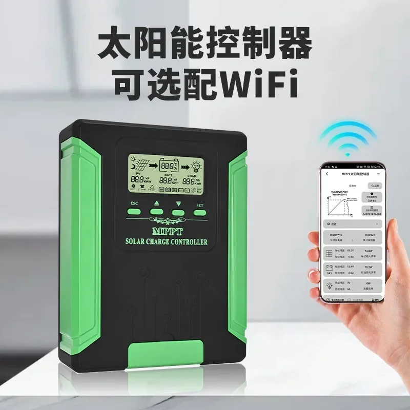 60A 50A 40A WIFI MPPT Solar Charge Controller 12/24/36/48V Solar Panel Lead Acid/Lithium Battery Regulator Dual USB LCD Display