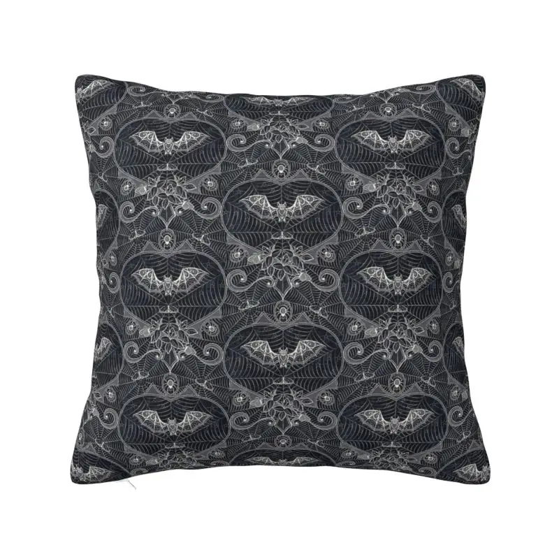 

Custom Gothic Halloween Lace Bats Cushion Cover 45x45 Cm Polyester Throw Pillow Case For Sofa Living Room Decoration Pillowcase