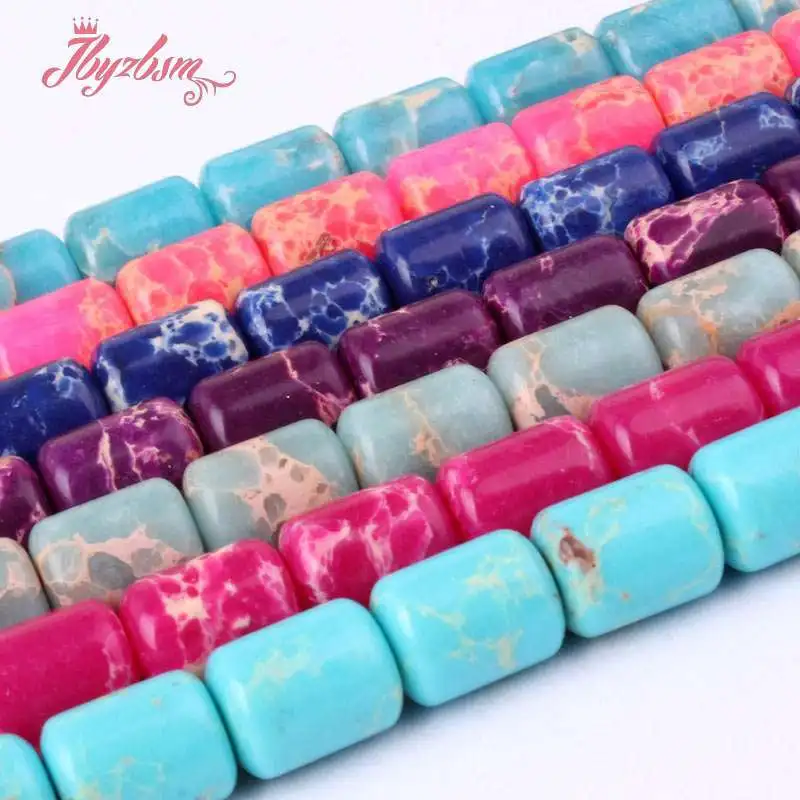 10x14/6x16/8x10mm Natural Imperial Jasper Stone Beads Column/Oval Strand 15