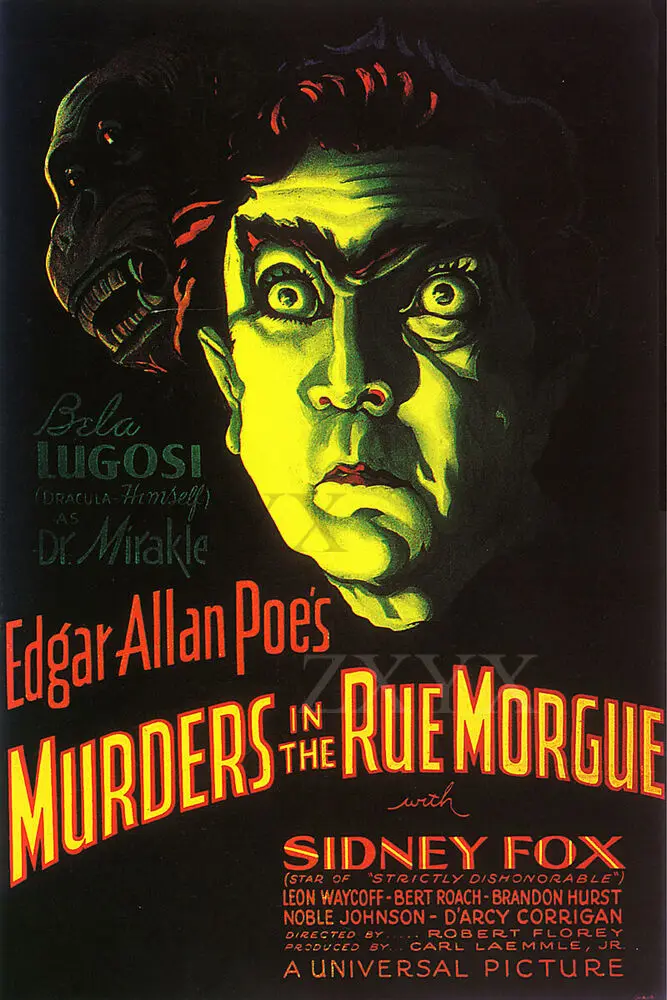 Vintage Bela Lugosi Edgar Allen Poe Horror Movie Poster Murders in Rue Morgue