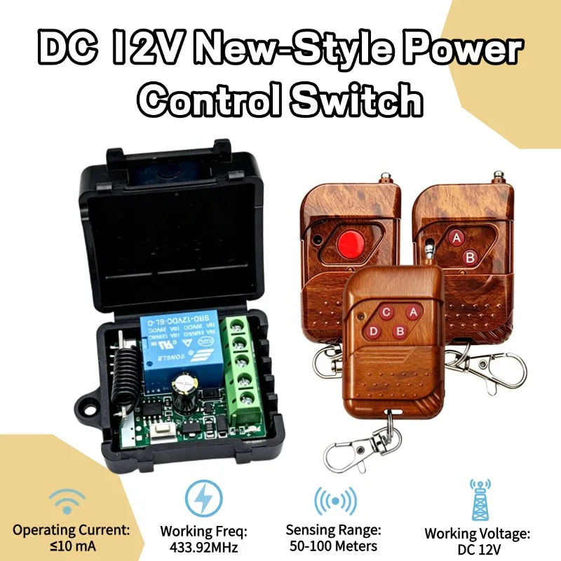 RF 433Mhz Universal Wireless Remote Control Switch DC 12V 10A Relay Receiver Module Transmitter Garage Door On Off Light Switch