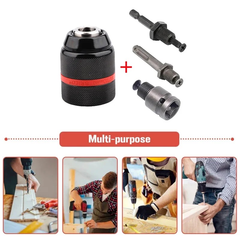 Imagem -02 - Heavy Duty Keyless Metal Drill Chuck Hex Shank Sds Soquete Quadrado Adaptador Feminino Hardware Tool 220unf 13 mm