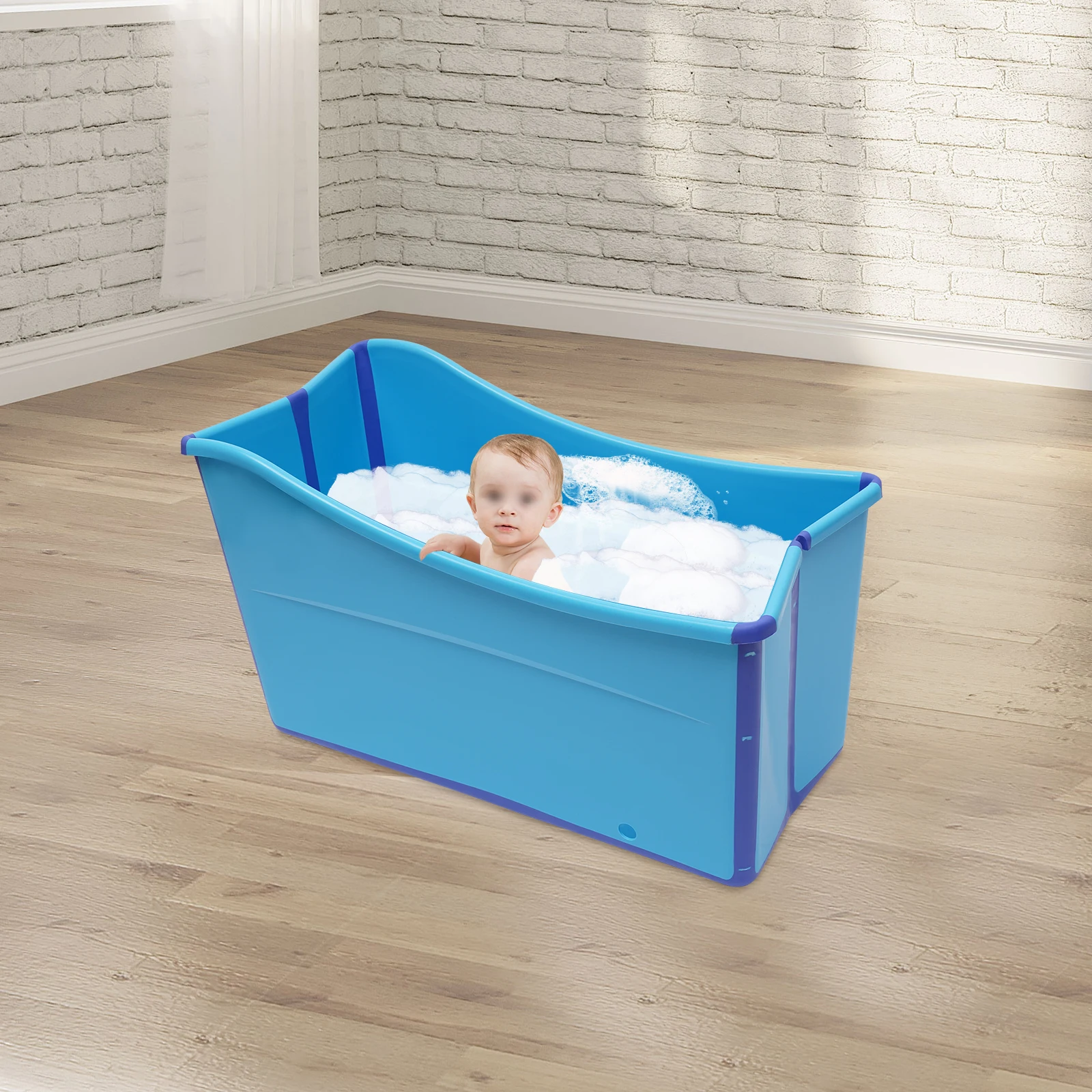 Large Bath Foldable Tub Bathtub Baby Toddler Children Twins Adult Swimming Pool Blue