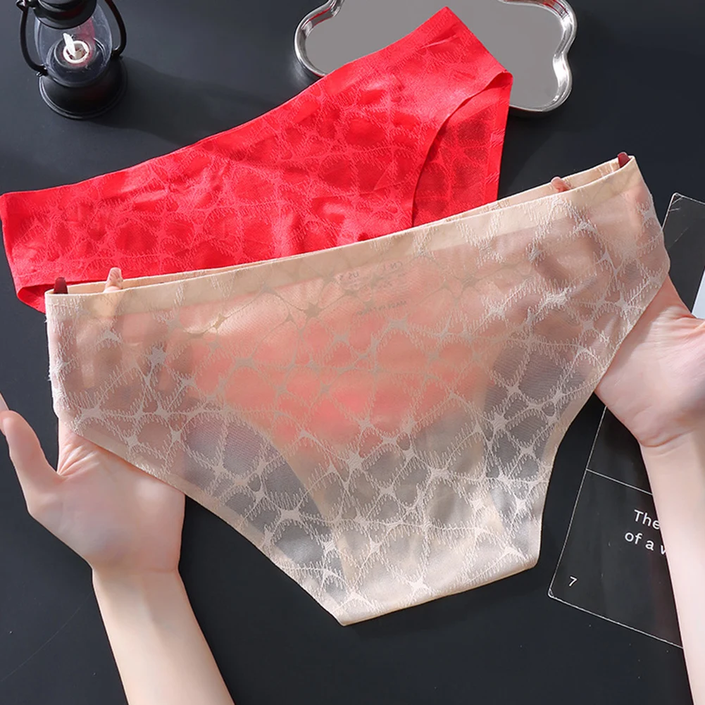 Men Sexy Lace Thin Ice Silk Briefs Underwear For Man Bulge Pouch Low Waist Very Hot Lingerie Solid Unisex Panties Men's Clothing view 2