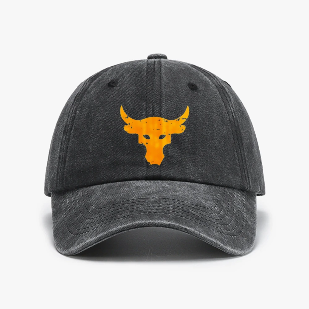 

Brahma Bull print Baseball Cap fashion Distressed Washed Dad Hats Men Outdoor casual Adjustable cowboy Caps