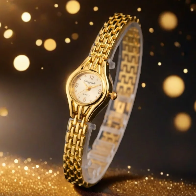 

Elegant Small analog Dial Women's Fashion Watches Luxury Brand Gold Wrist Watches for Female Ladies Quartz Bracelet Watches