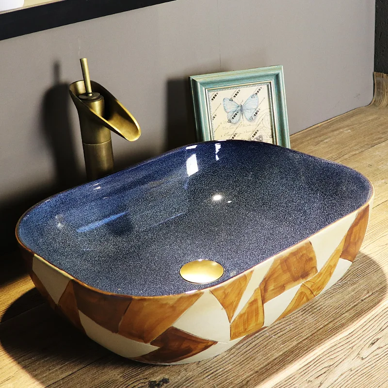 On-stage basin anti-splash ceramic wash basin large size art washbasin outdoor balcony pool