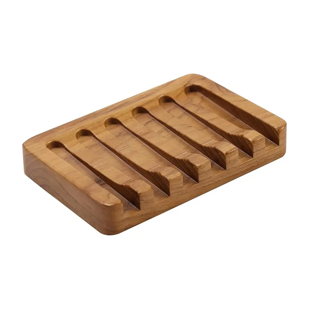 

Soap Dish with Slanted Waterfall Design by , Bar Soap Holder Teak Wood, Soap Saver for Shower, Bathroom, Sink, Kitchen and Co
