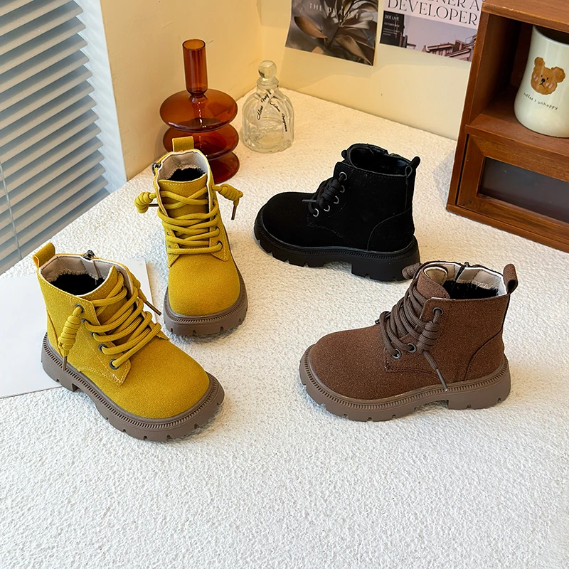 

Новые весенне-осенние детские повседневные короткие сапоги, универсальные модные ботильоны для девочек, подиумная детская обувь для малышей, школьные ботинки